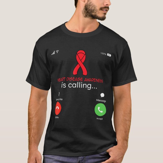 Heart Disease Awareness Red Ribbon Heart Attack Su T-Shirt (Front)