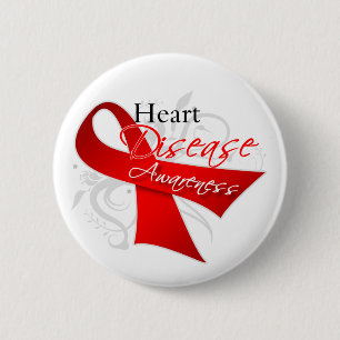 Heart Disease Awareness Ribbon Button