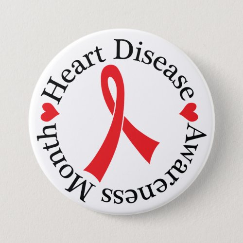 Heart Disease Awareness Ribbon Button