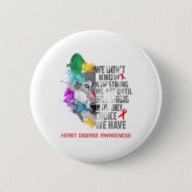 Heart Disease Awareness Ribbon Support Gifts Button (Front)