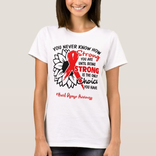 Heart Disease Awareness Ribbon Support Gifts T_Shirt