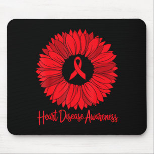 Heart Disease Awareness Sunflower Go Red Women Hea Mouse Pad