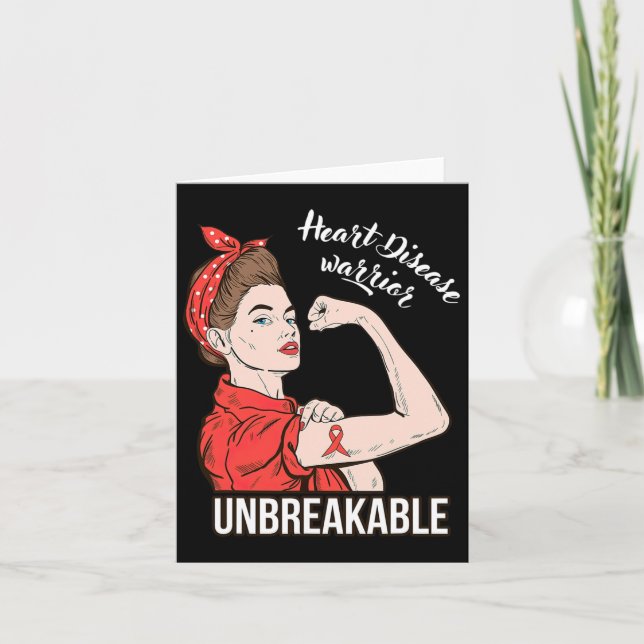 Heart Disease Awareness Warrior Unbreakable Surviv Card (Front)