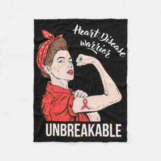 Heart Disease Awareness Warrior Unbreakable Surviv Fleece Blanket