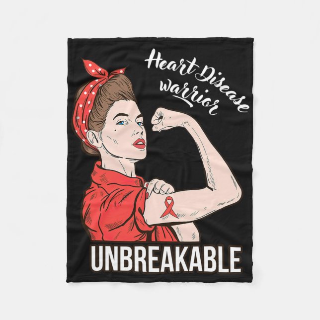 Heart Disease Awareness Warrior Unbreakable Surviv Fleece Blanket (Front)