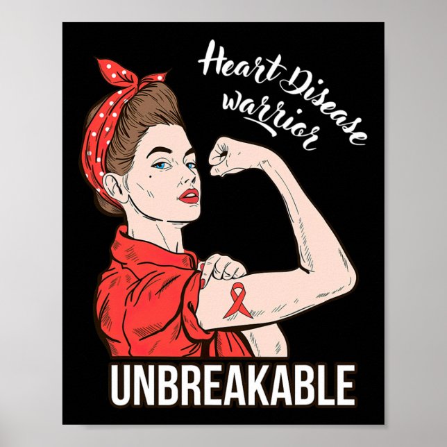 Heart Disease Awareness Warrior Unbreakable Surviv Poster (Front)