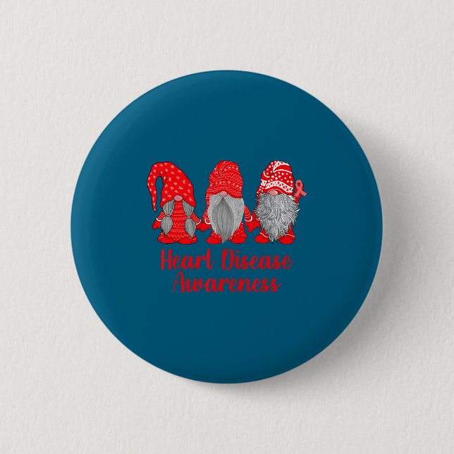 Heart Disease Awareness Wear Red In February Famil Button (Front)