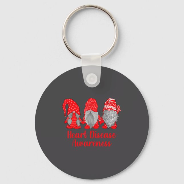 Heart Disease Awareness Wear Red In February Famil Keychain (Front)