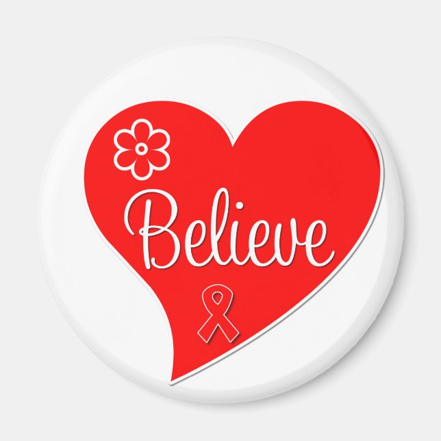 Heart Disease Believe Red Heart Magnet (Front)