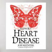 I Wear Red For Heart Disease Survivor Heart Ribbon Poster for Sale by  heppenp