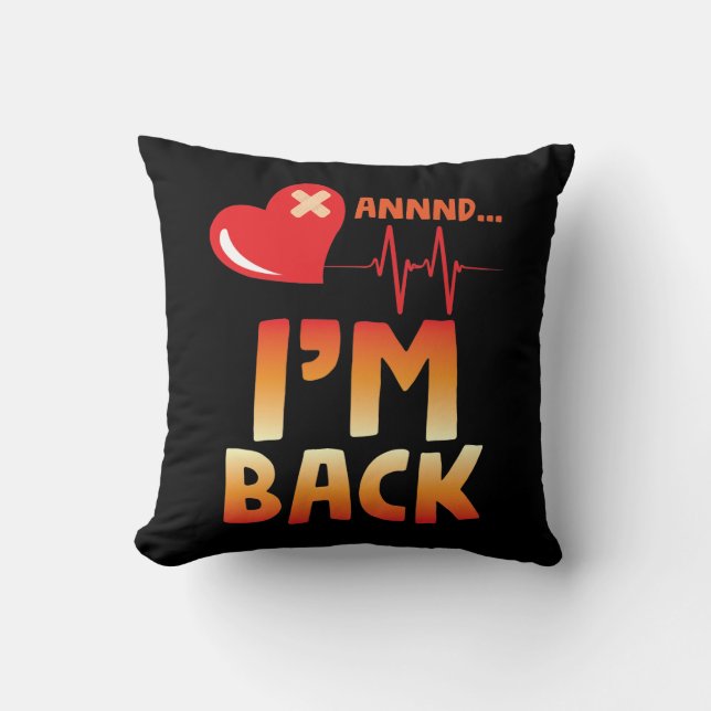 Heart disease bypass surgery recovering throw pillow (Front)