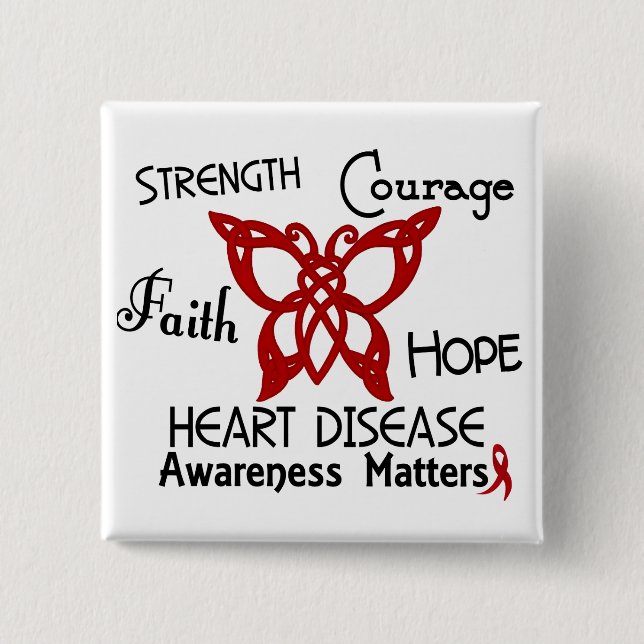 Heart Disease Celtic Butterfly 3 Button (Front)