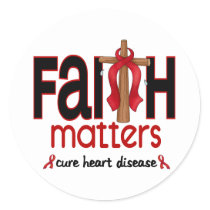 Heart Disease Faith Matters Cross 1 Classic Round Sticker
