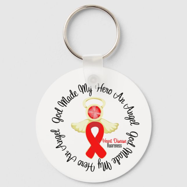 Heart Disease God Made My Hero An Angel Keychain (Front)