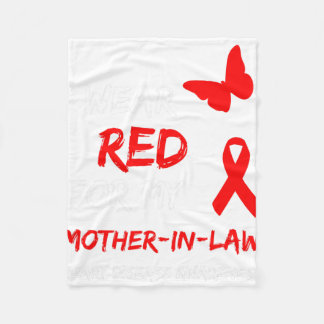 Heart Disease I Wear Red For My Mother-in-law Ribb Fleece Blanket