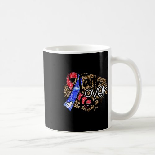 Heart Disease Red Blue Ribbon Faith Over Fear  Coffee Mug