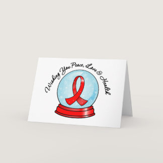 Heart Disease Ribbon Merry Christmas Snowglobe Holiday Card