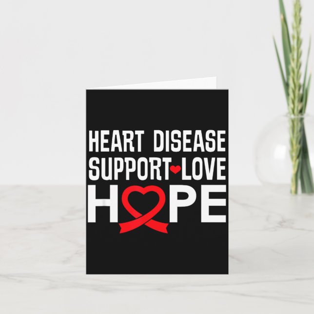 Heart Disease Suprt Love Hope Red Ribbon  Card (Front)