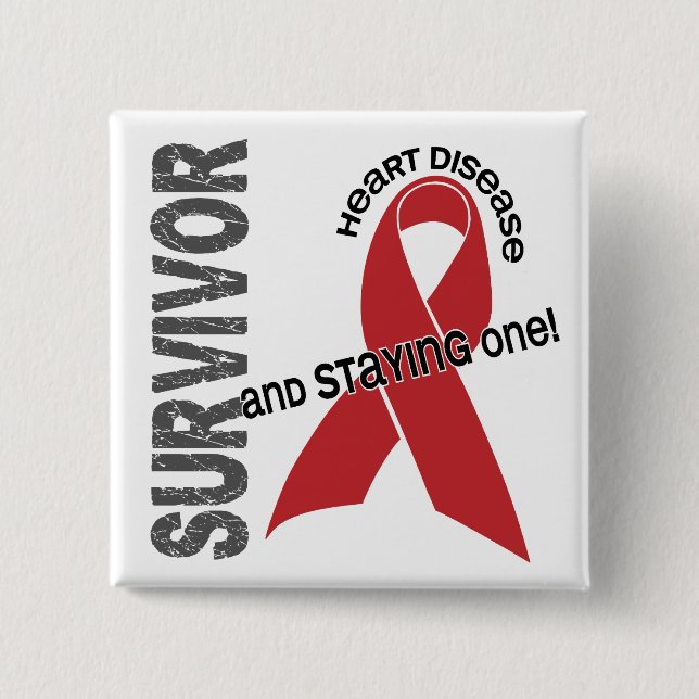 Heart Disease Survivor Pinback Button (Front)