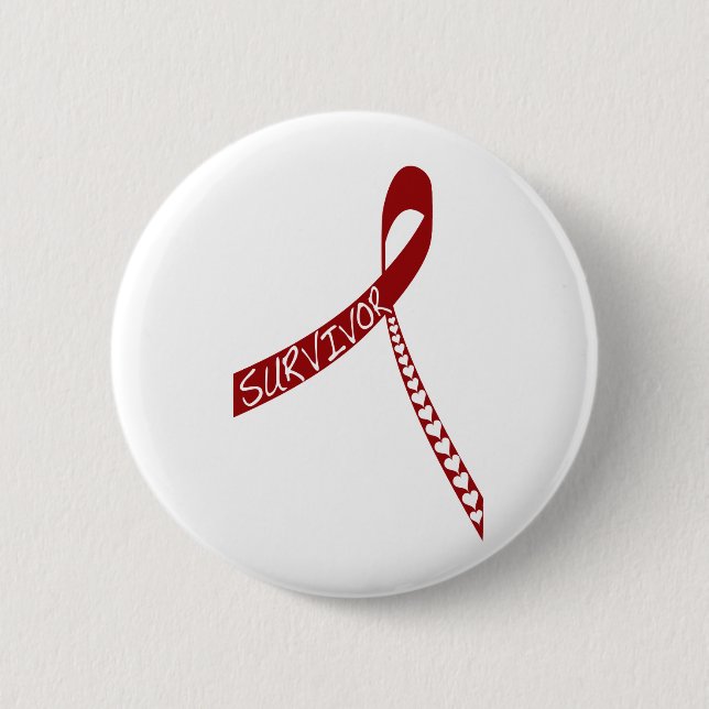 heart disease survivor red ribbon pinback button (Front)