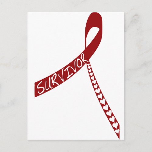 heart disease survivor red ribbon postcard