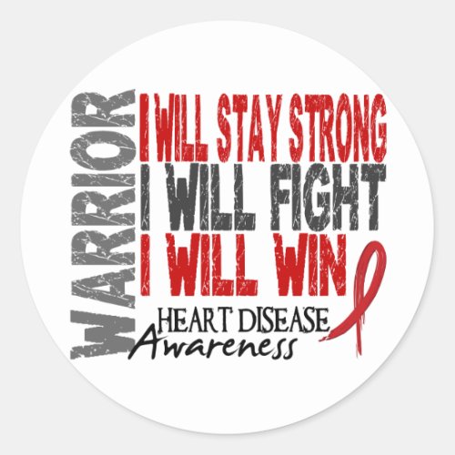 Heart Disease Warrior Classic Round Sticker
