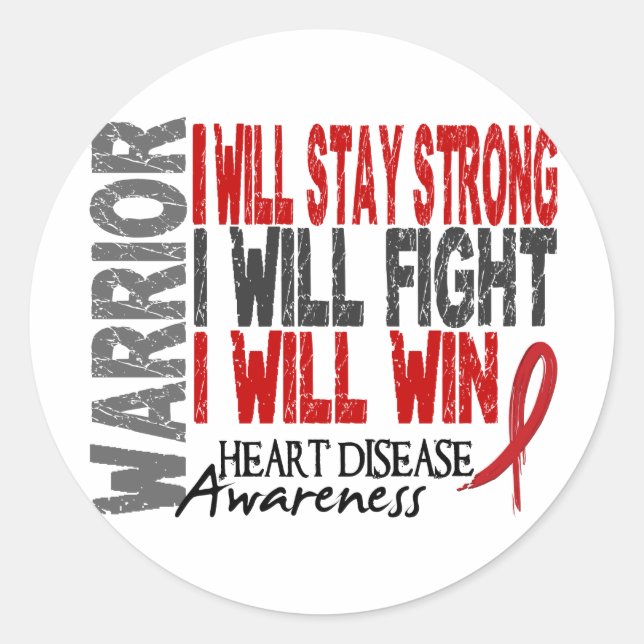 Heart Disease Warrior Classic Round Sticker (Front)