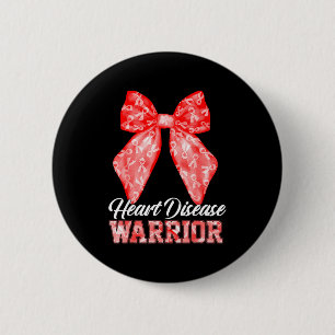 Heart Disease Warrior Red Ribbon Heart Disease Awa Button