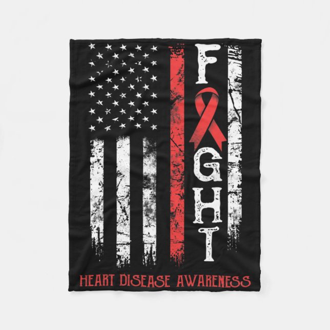 Heart Disease Warrior Us Flag  Fleece Blanket (Front)