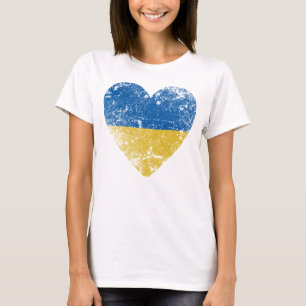 Heart Distressed Ukraine Flag, Country Pride T-Shirt