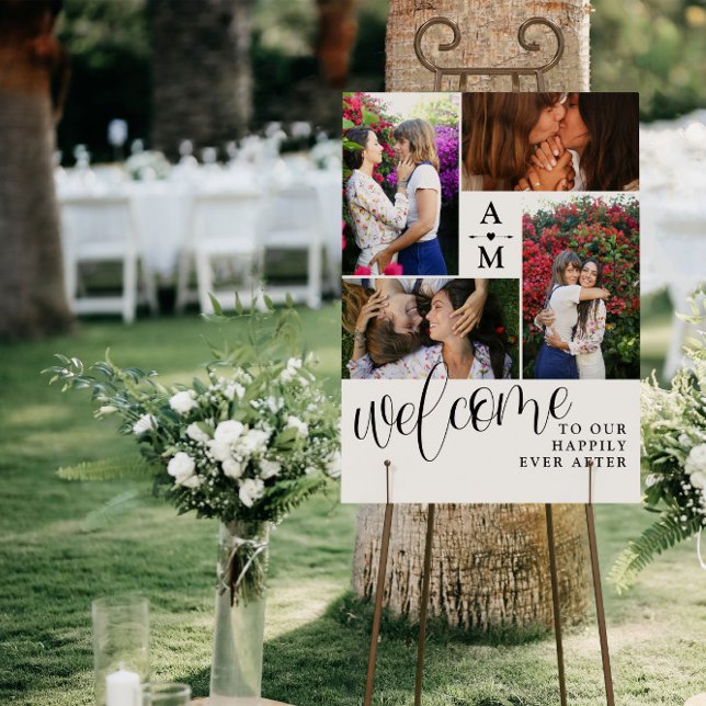 Heart Divider Monogram Wedding Collage Welcome Foam Board (Creator Uploaded)