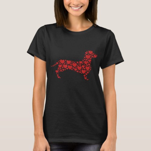 Heart Dog Lover Gifts Dachshund Puppy Valentines D T_Shirt