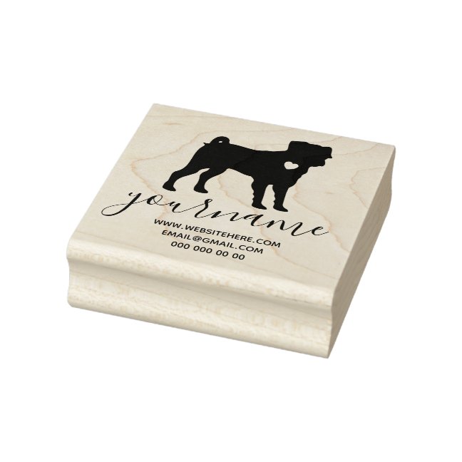 Heart Dog Mops Pug Rubber Stamp