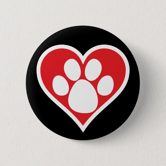 Heart Dog Paw (Dark) Button (Front)