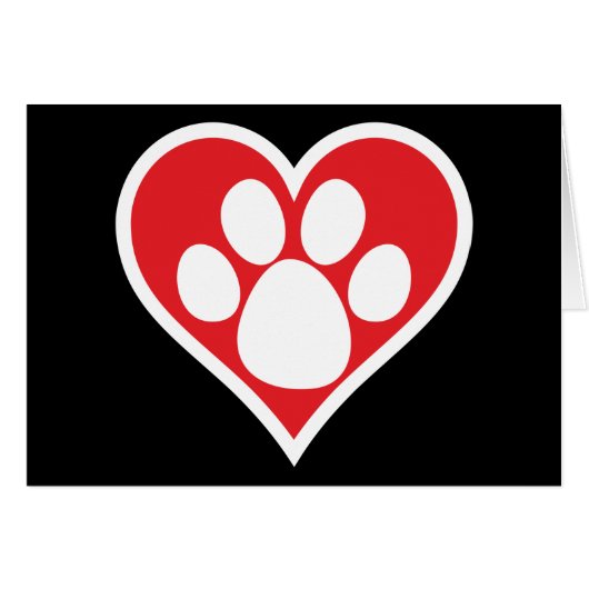 Heart Dog Paw (Dark) Cards (Front Horizontal)