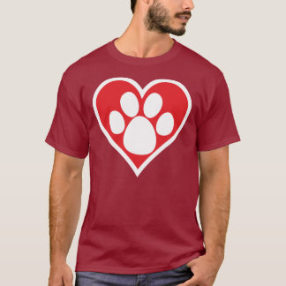 Heart Dog Paw (Dark) T-Shirt
