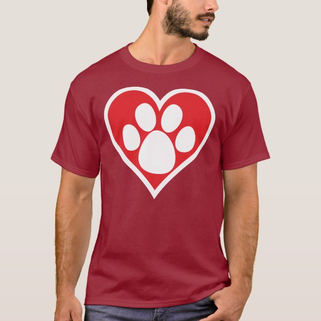 Heart Dog Paw (Dark) T-Shirt (Front)