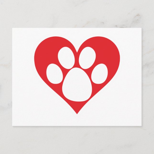 Heart Dog Paw Postcard (Front)