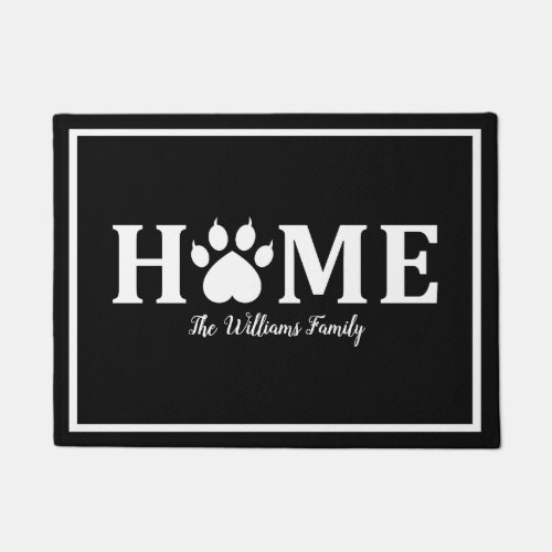 Heart Dog Paw Print _ HOME_ Personalized Doormat