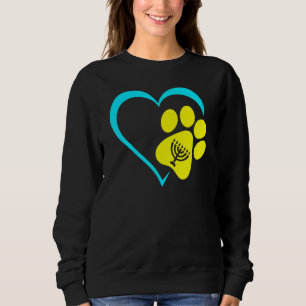 Heart Dog Paw Print Menorah Hanukkah Chanukah Jewi Sweatshirt