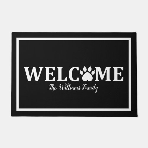 Heart Dog Paw Print _ WELCOME_ Personalized Doormat