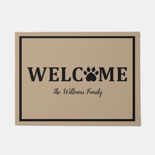 Heart Dog Paw Print _ WELCOME_ Personalized Doormat