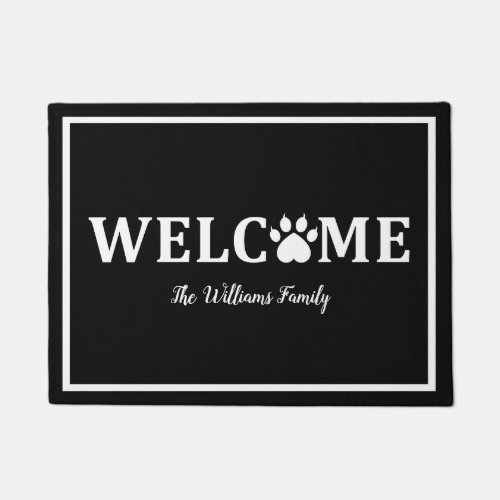 Heart Dog Paw Print _ WELCOME_ Personalized Doormat