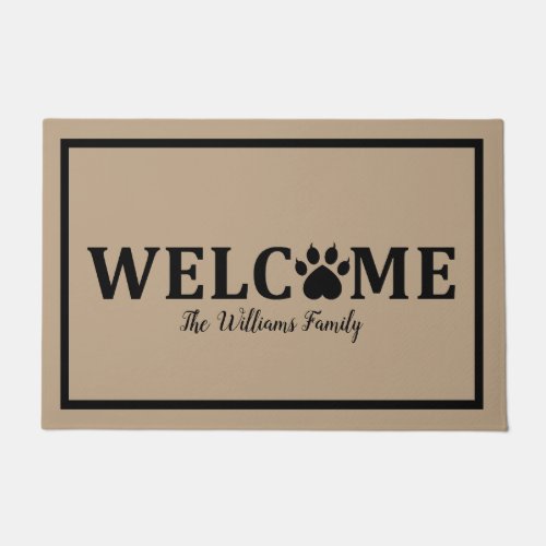 Heart Dog Paw Print _ WELCOME_ Personalized Doormat