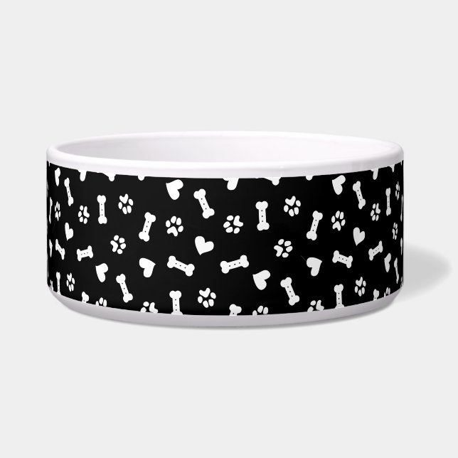Heart Dog Paws And Bone Black Tote Bag Neck Tie Bl Bowl (Right)