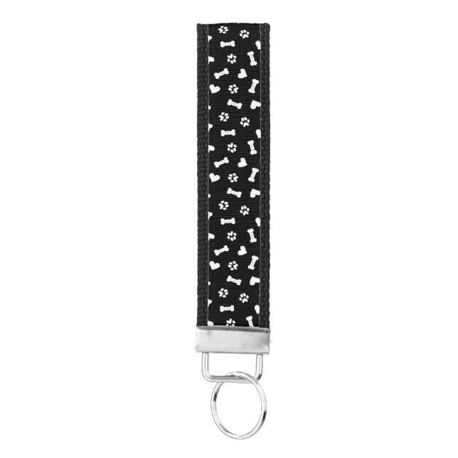 Heart Dog Paws And Bone Black Tote Bag Neck Tie Bl Wrist Keychain (Keys on Bottom)