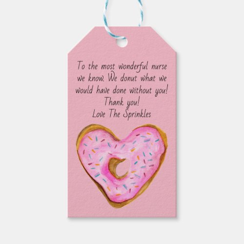 Heart Donut Thank You Nurse Gift Tags