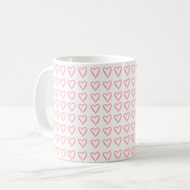 Heart dooddle pattern coffee mug (Front Left)