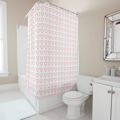 Heart dooddle pattern shower curtain