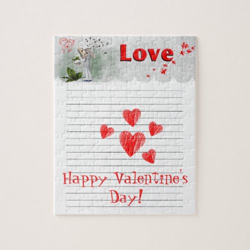 Heart Doodle on Note Pad Valentines Day Card Jigsaw Puzzle